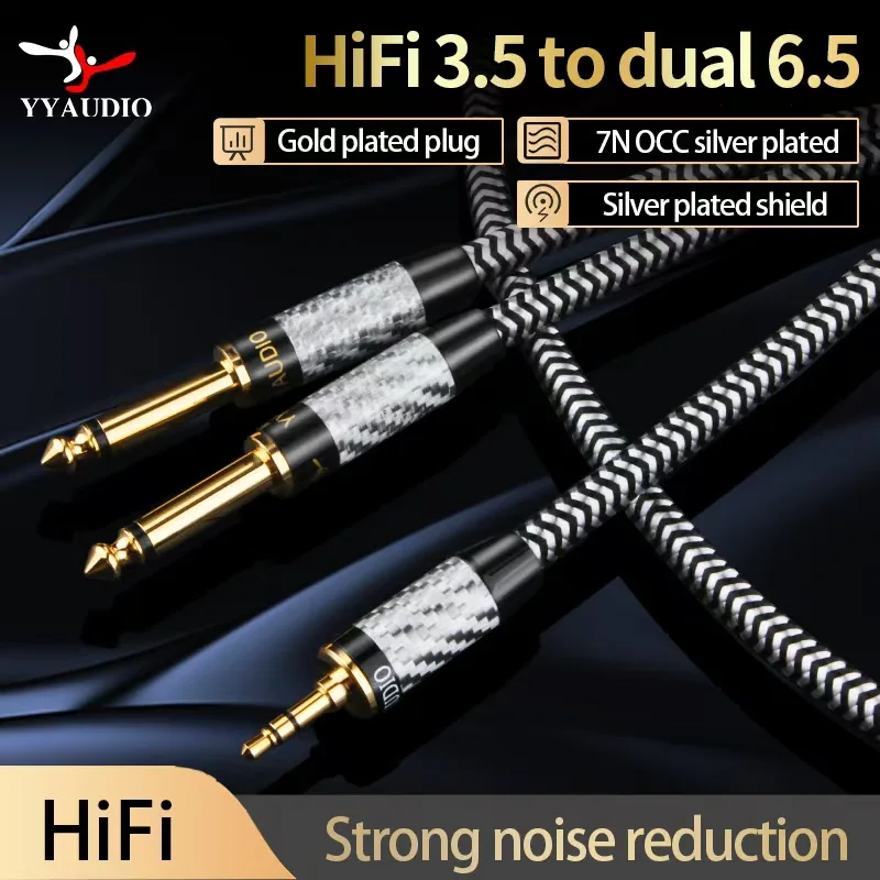 

Hifi 3.5mm to Dual 6.5mm Aux Cable Converters for iPhone iPod Speakers 2 Mono 6.5 Jack to Stereo 3.5 Jack Splitter Audio Cable
