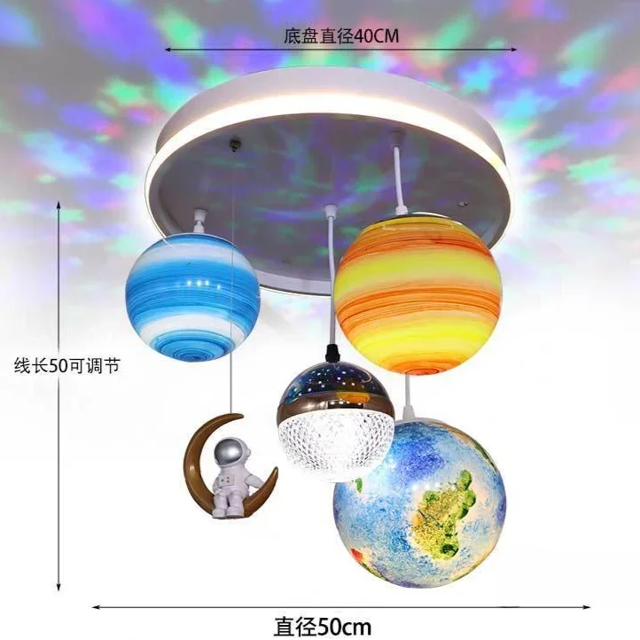 Creative Children's Room Planet Starry Sky Astronaut Nordic Eye Protection Room Ceiling Light