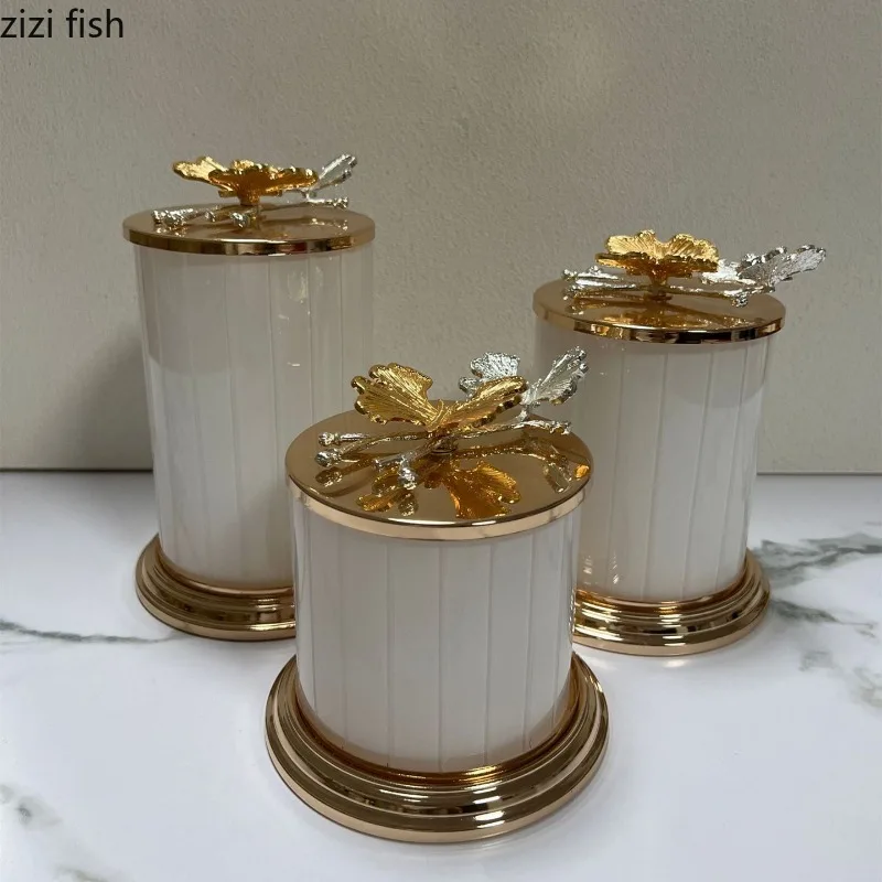 Metal Cover Acrylic Storage Jar Candy Jars Storage Tanks Storage Bottle Dried Fruit Box Candy Box Desktop Organizer Food Jars