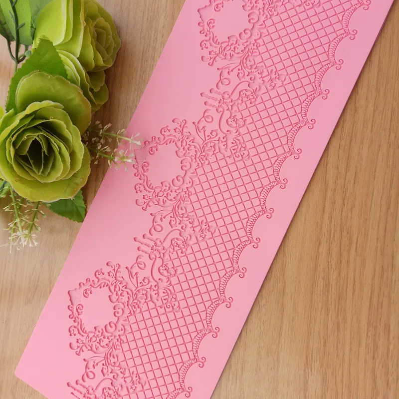 Lace Jewellery Wedding Cake Silicone Beautiful Lace Fondant Mold Mousse Sugar Craft Icing Mat Pad Pastry Baking Pad Tool K640