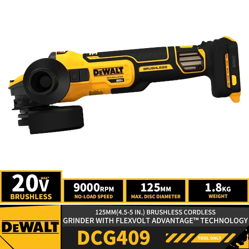 DEWALT DCG409 Brushless Cordless 125MM(4.5-5 in.) Grinder With FLEXVOLT ADVANTAGE 20V Lithium Power Tools 9000RPM