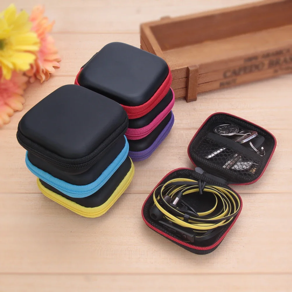 Earphone Case Portable Mini Zipper Headphone Bag Storage Box EVA Anti-Pressure Headset Data Cable Holder Headphone Carry Bag