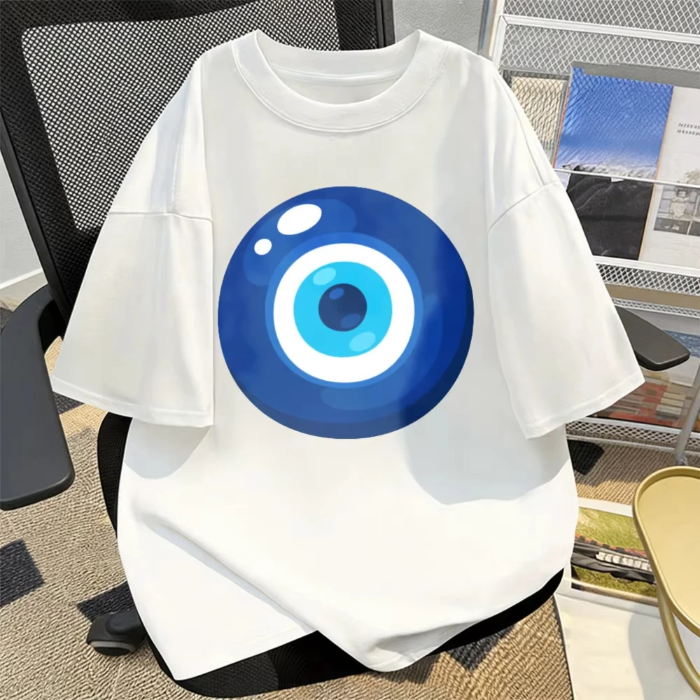 Bold Evil Eye Emblem Cotton Unisex T‑Shirt Mystic Protective Symbol Trendy Summer Tops Bohemian Style Wear Vacation Trip Tshirt