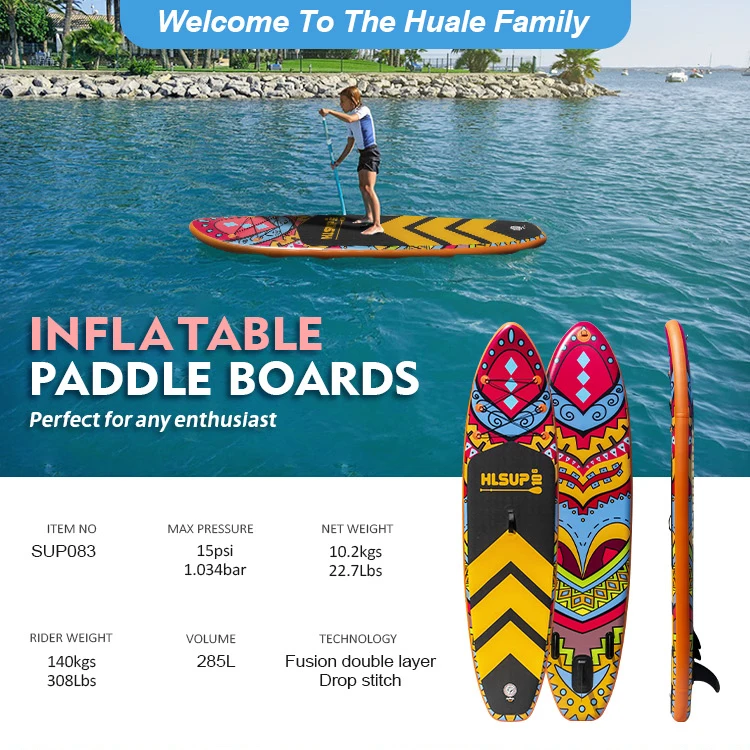 Tabla de paddle surf inflable de 10.6 pies con tecnología Drop Stitch, impresión UV, logo personalizado, asiento, remo de carbono y bomba de aire. ¡Producto estrella!