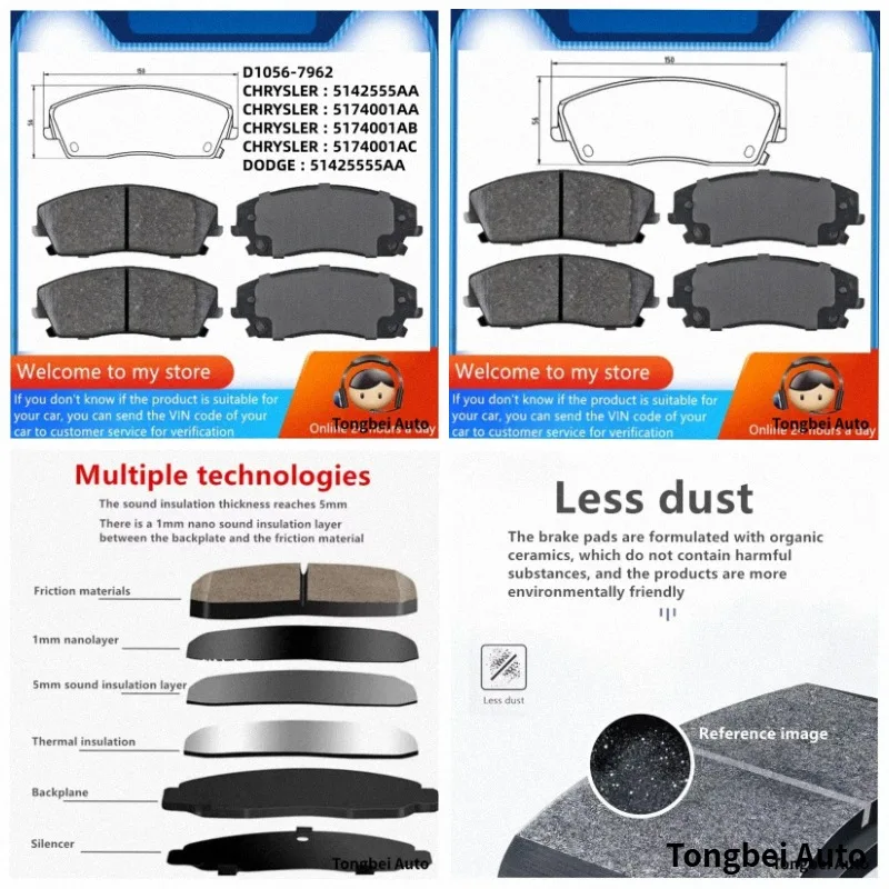 For Dodge Challenger Charger(LD) Chrysler 300C Front Brake Pads 51425555AA 5174001AA 5174001AB 5174001AC/Auto Parts -57005
