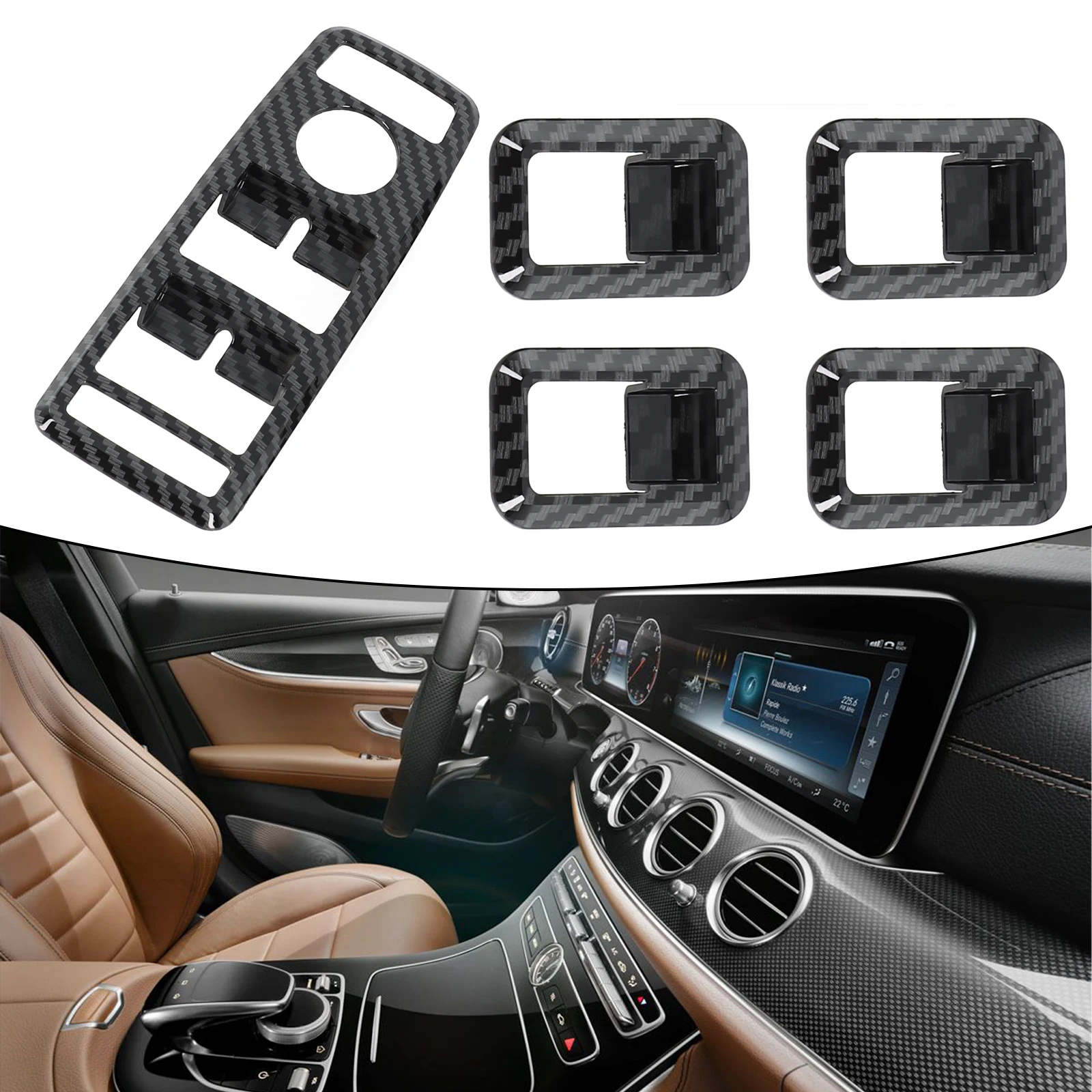 

Transform Your For Mercedes A B CLA GLE GLA GLK Clas with Carbon Fiber Glass Lift Switch Button Trim Elevate Its Appearance
