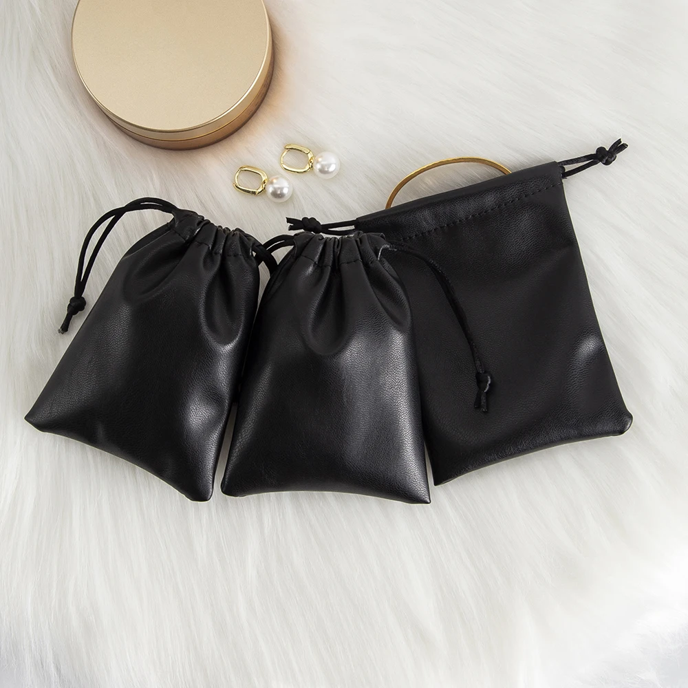5pack PU Leather Jewelry Pouch with Drawstring Wedding Package Gift Bag for Candy Earring Ear Studs Bracelet Necklace Pendant