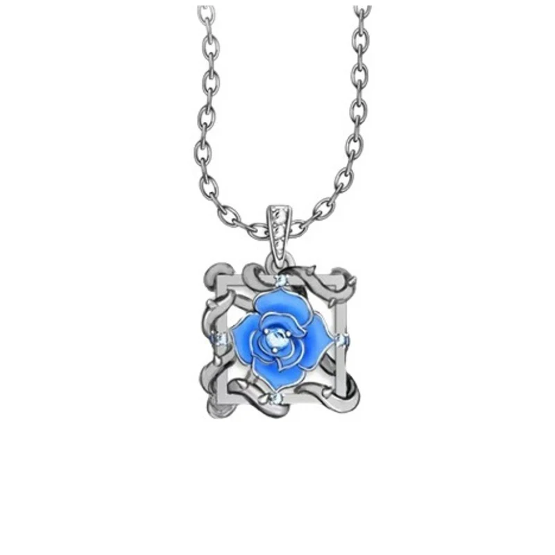 Anime Ado Cosplay Necklace Unisex Rock Blue Rose Couple Choker Fashion Clavicle Chain Jewelry Accessories image 3