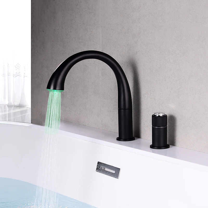 Basin Faucet Mixer Bathroom Sink Faucets Black Paint Brass 2 Holes Single Handle Bathbasin Bathtub Tap Hot And Cold Water Taps