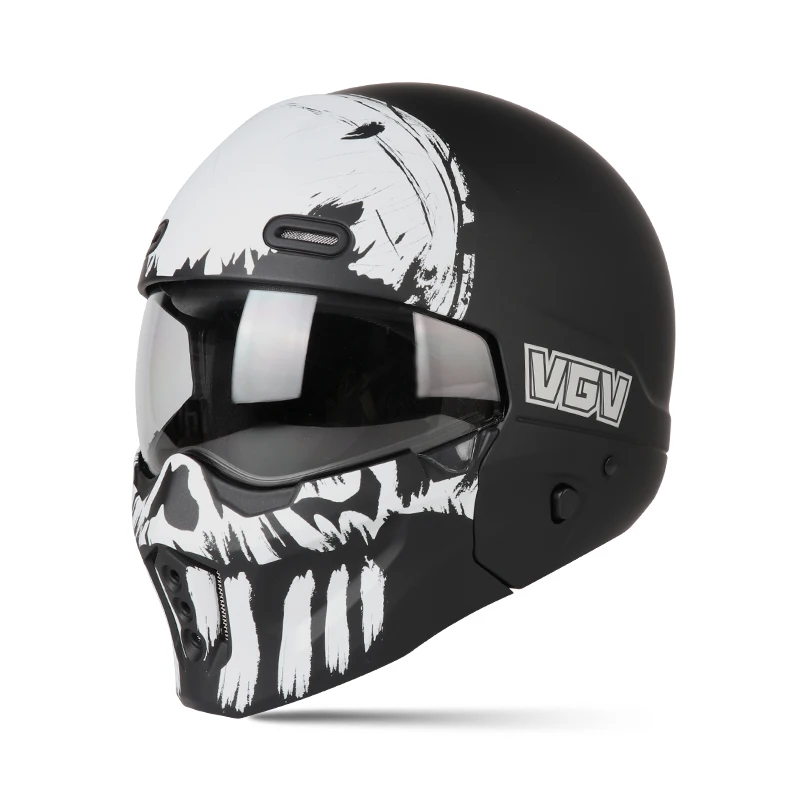 

VGV 50 Motorcycle Helmet Men's and Women's Four Seasons Universal Cruise Retro Full Face Helmet Motorcycle Warrior Helmet