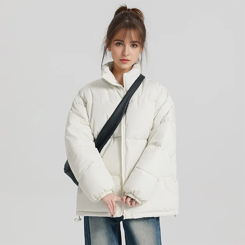 

Stylish Winter Women's Cotton Jacket Female High Collar Warm Thicken Parkas Coats Short White Jacket Women's Padded Jacket