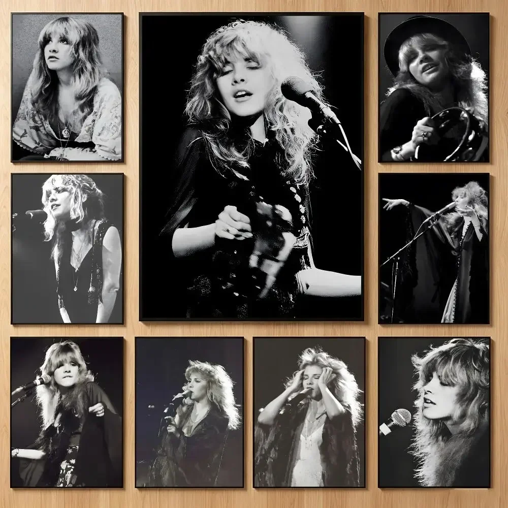 Folk Celebrity S-Stevie Nicks Poster Classic Self-Adhesive PP Wall Sticker for Living Room Bar Decor Gift