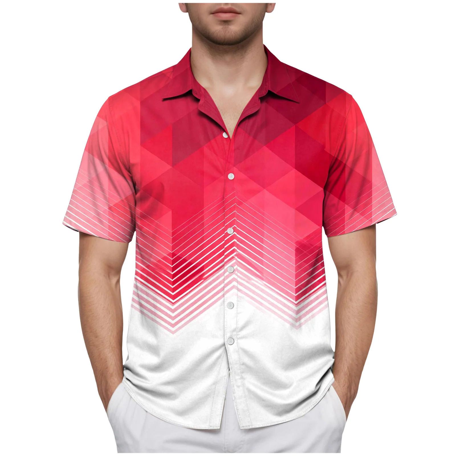 تبادل الرجال الرجال طية صدر السترة زر قميص قصير الأكمام أعلى الفن الرسم طباعة سيدة طويلة الأكمام المحملة