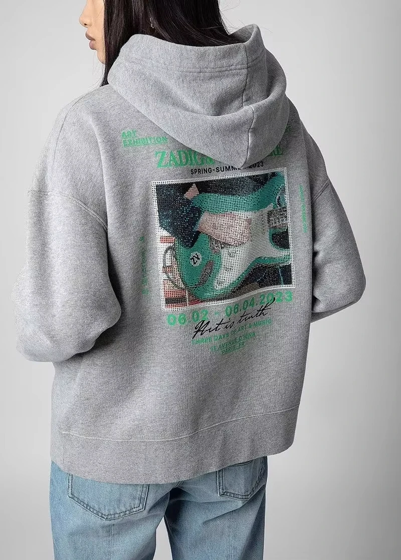 

2025 Autumn and Winter Luxury Brand Hoodie Women's Letter Print Hip-hop Jumper Cotton Fleece Thermal Sweatshirt Women's Coat