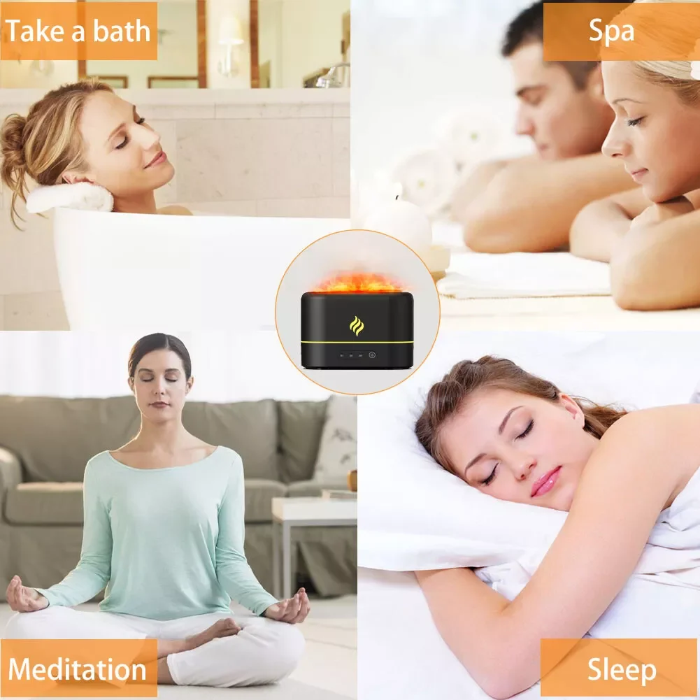 3D Flame Air Diffuser Humidifier, Upgraded Scent Diffuser for Essential Oils,Auto-Off Function for Room Home Office