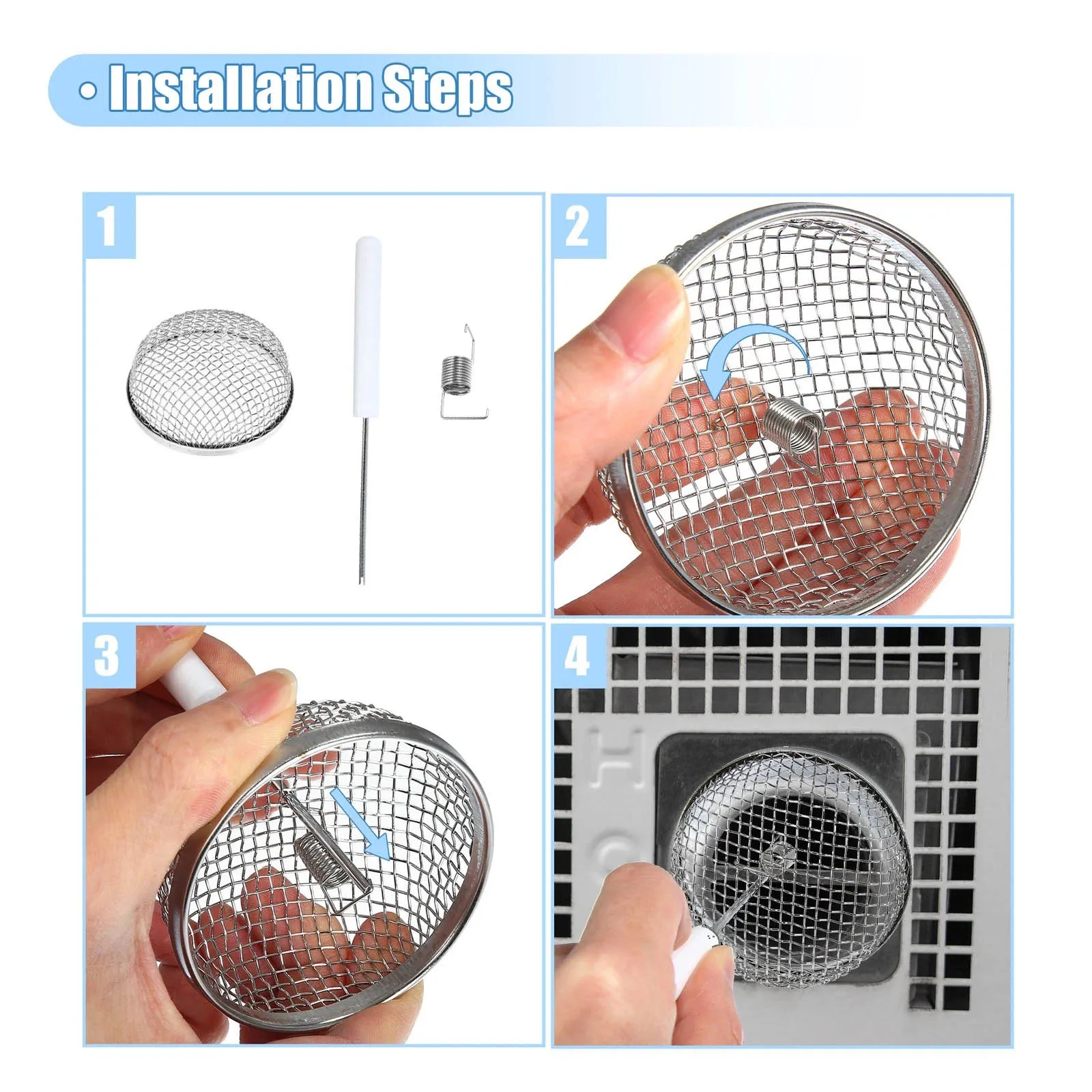 RV Furnace Vent Cover 2Pcs Stainless Steel Mesh Screen, Flying Insect Bug Proof Protection for Camper Travel Trailer, Quiet