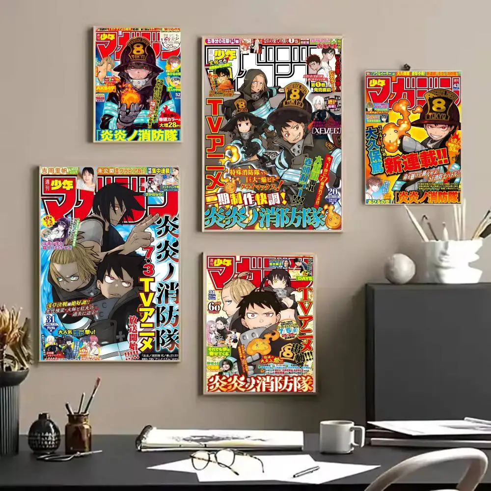F-Fire Force Anime Poster Stickers HD Waterproof Painting Wall Art for Bedroom Living Room Home Decor Decoration Gift