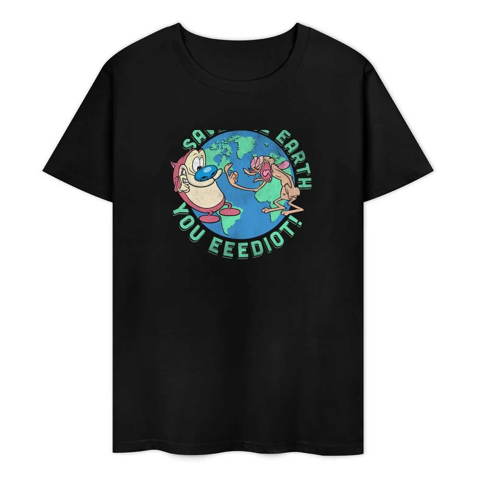 Ren and Stimpy Save The Earth You Eeediot Earth Day Vintage T-Shirt hippie clothes Aesthetic clothing mens t shirt