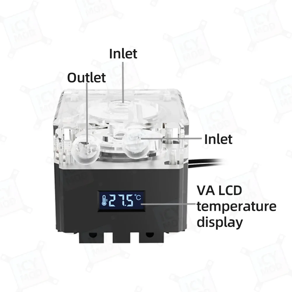 Imagem -03 - Zemod-bomba de Água com Display Digital pc Gaming Water Cooling Building Monitoramento de Temperatura Pu-fs4m-p 650l h