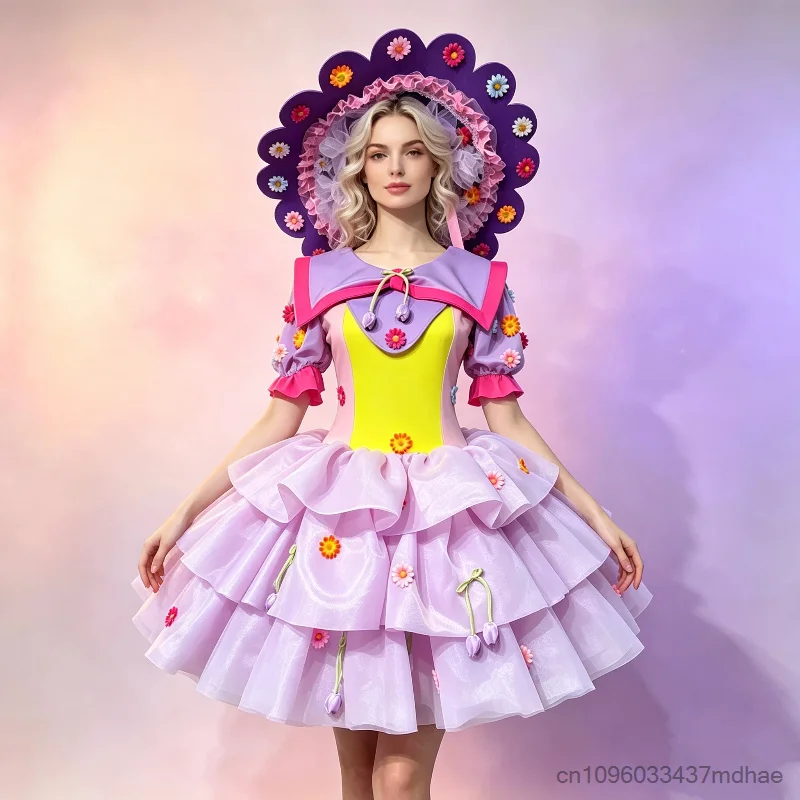 Disfraz de Princesa de Flores para Mujer, Vestido de Tul con Sombrero Floral, Traje para Fiesta de Carnaval, Baile de Graduación, Actuación en Escenario