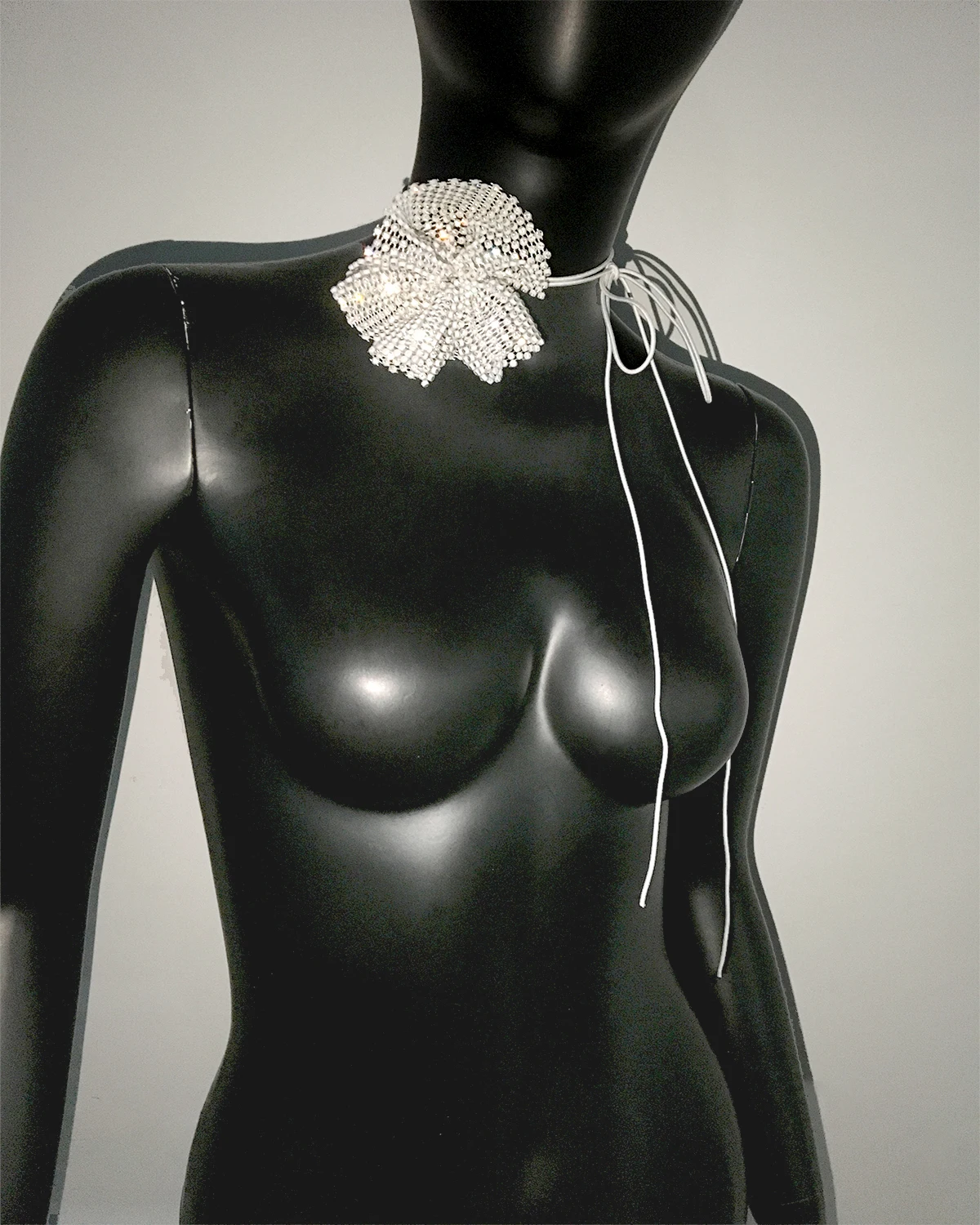 New Romantic Shiny Rhinestone Flower Choker Elegant Lace-up Long Rope Chain Necklace 2023 Fashion Jewelry Accessories For Women