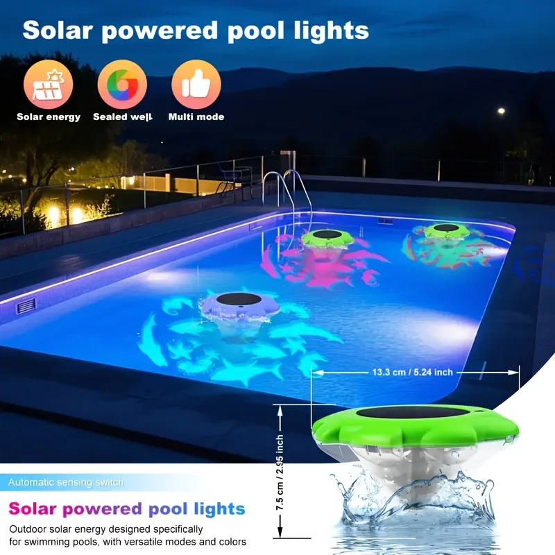 Solar Floating Pool Light 1 Pack LED Color Changing Creative Animal Pattern Pond Lamp for Garden Hot Tub Decor