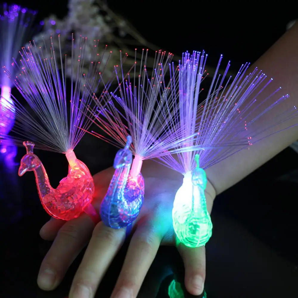 

Party Supplies Elastic Tapes Random Color Children Gift Peacock Decoration Creative Educational Toy Peacock Finger Light Glowing