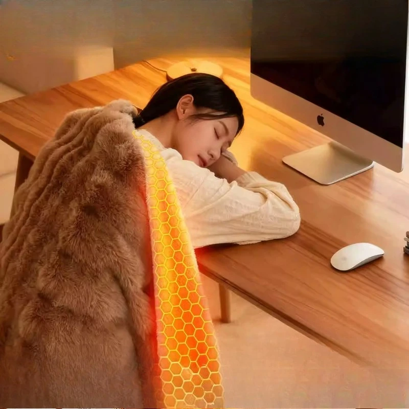 2026 New Electric Heated Shawl Blanket Portable Warming Wrap for Office and Travel Velvet Heating Shawl for Legs and Shoulders