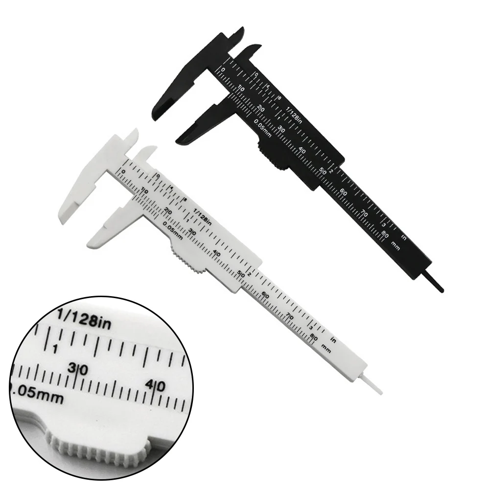2 Pcs 80 Mm Mini Plastic Sliding Vernier Caliper Gauge Measure Tool Ruler Micrometer Hand Tool Accessories
