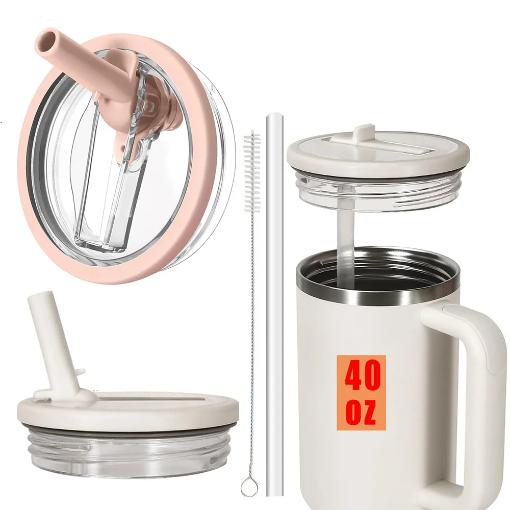 40oz Flip Straw Leak Proof Lid for Stanley Cup Spill-proof Cover Tumbler Lid Replacement for Stanley Cup Accessories Straw Cover