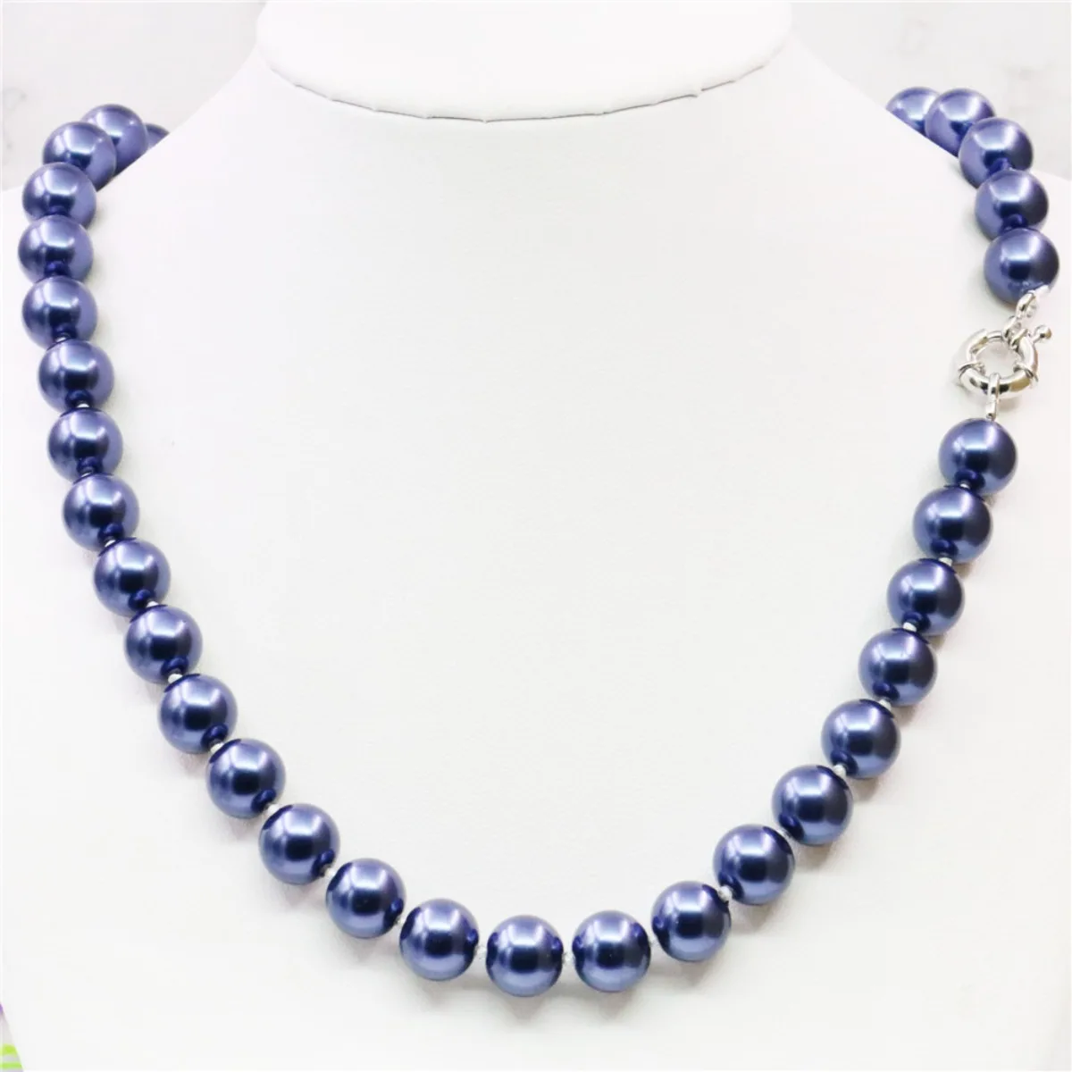 8 10 12mm Round Dark Blue Shell Pearl Necklace DIY Jewelry Making Design Accessories for Women Neck Wear Steering Wheel Clasp