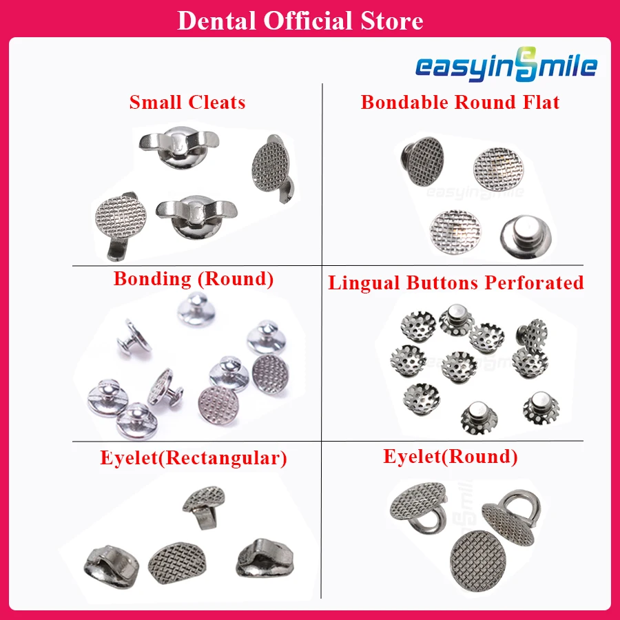 10pcs/Pack Dental Orthodontic Lingual Button Bottom Bondable Tongue Side Buckle Dentistry Materials Assist Springs