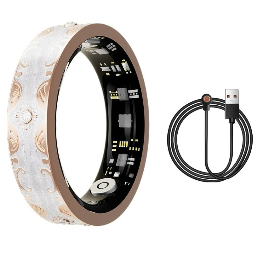 Enamel Smart Rings Tracks Heart Rate Sleep Blood Oxygen Saturation HRV 128 Sports Modes IP68 Waterproof Multifunctional Ring