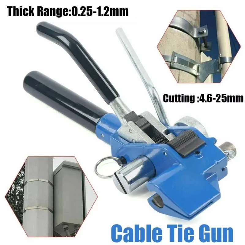 Stainless Steel Cable Tie Gun Fasten Tool for Crop Width 25mm Thickness 1.2mm Tighten Hand Tool Cutting Tension Multi-Purpose