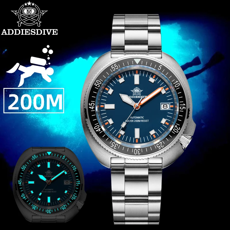 

ADDIESDIVE Men Automation Watch Sapphire Glass 200m Waterproof Dive Wristwatch AR Coating Super Luminous NH35A Mechanical Watch