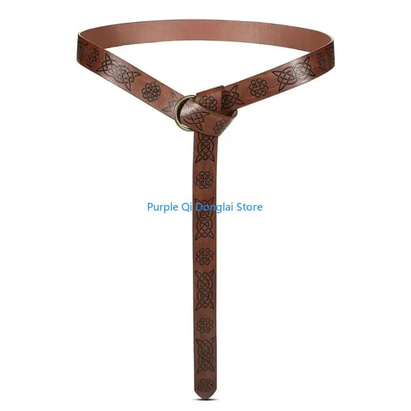 L21E Vintage Medieval Embossing Waist Belt Bag for Men Women Cosplay Costume Waistbelt Party Props Waistband Bag for Horseman