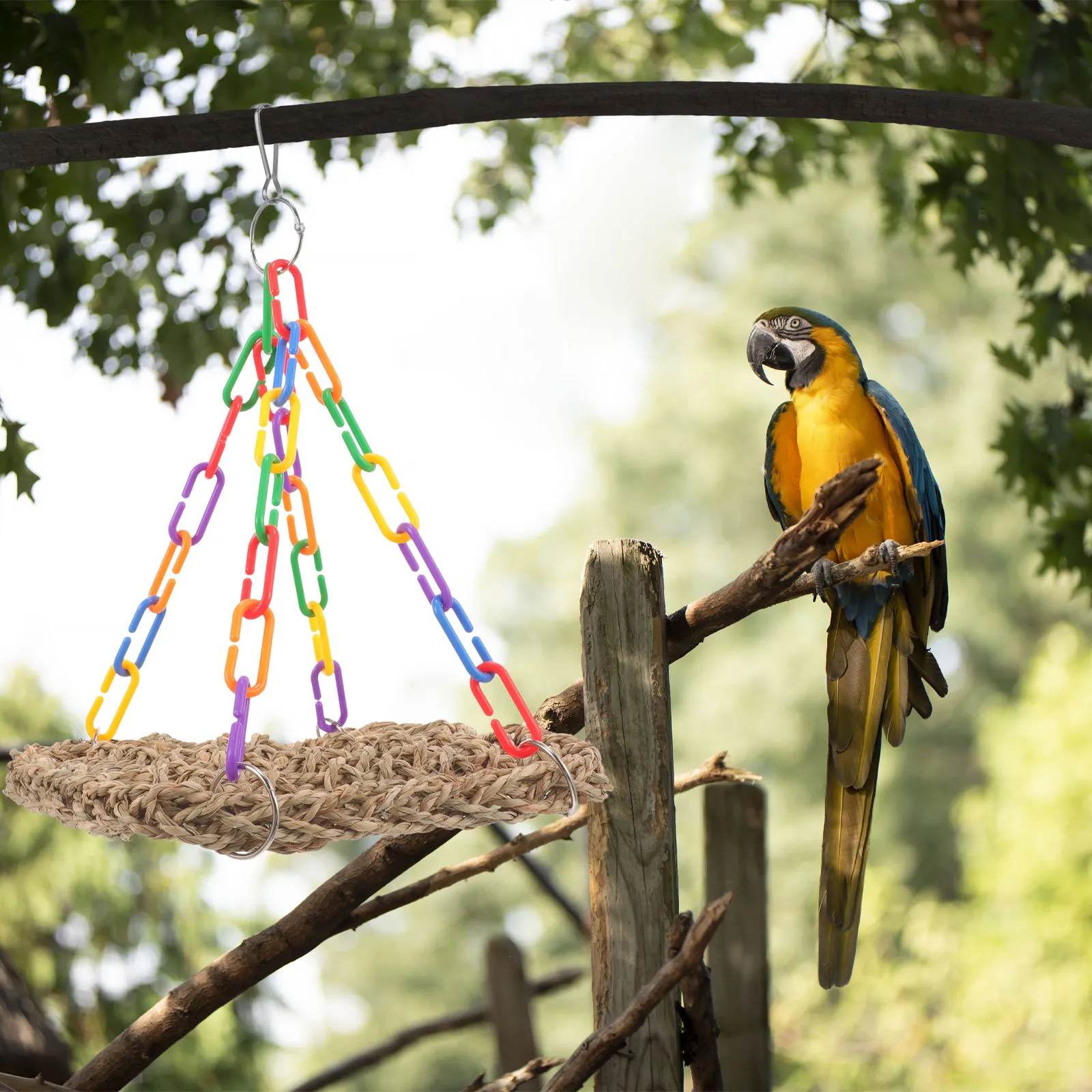 Bird Swing Parrot Hammock Hanging Climbing Cage Supply Parrot Resting Perch Chew Grinding Balanced Training Bird Swing Toy
