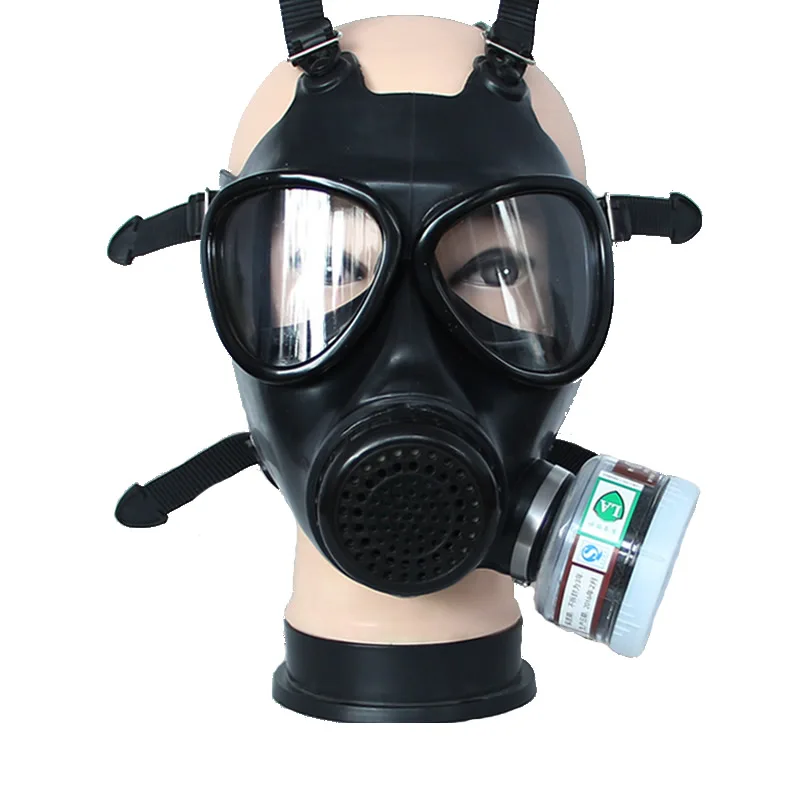 Black 87 Full Face Rubber Chemical Gas Mask Respirator P-A-1 Filter Box For Painting Spray Pesticide Prevention Mask Work Safety