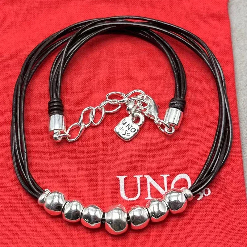 2023 UNOde50 European and American New Product Hot Selling Fashion Leather Rope Bead Necklace Women's Romantic Jewelry Gift Bag