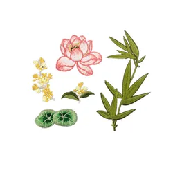 New Fashion High End Chinese Bamboo Lotus Embroidery Hanfu Qipao Chinese Style Decorative Patch