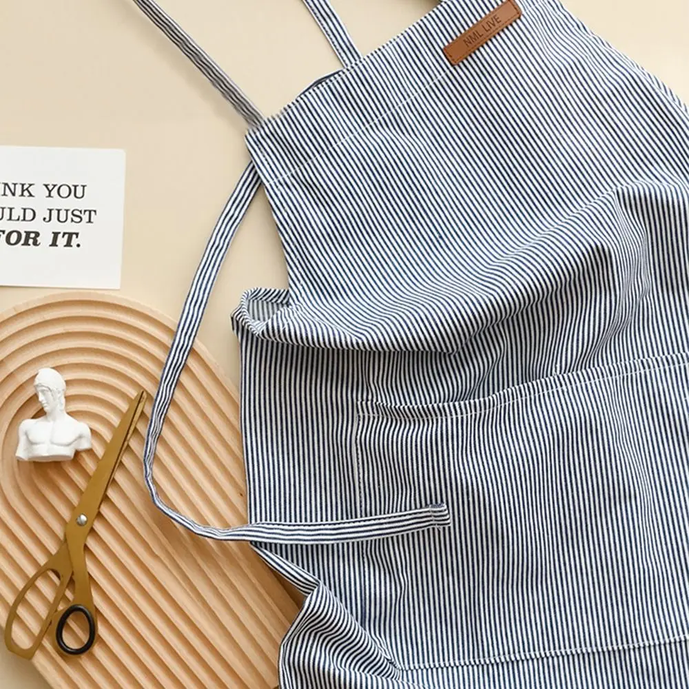 

Simple Cotton Japanese Style Apron Anti-Fouling Oil-Proof Kitchen Apron Large Pockets Breathable Work Apron for Baking