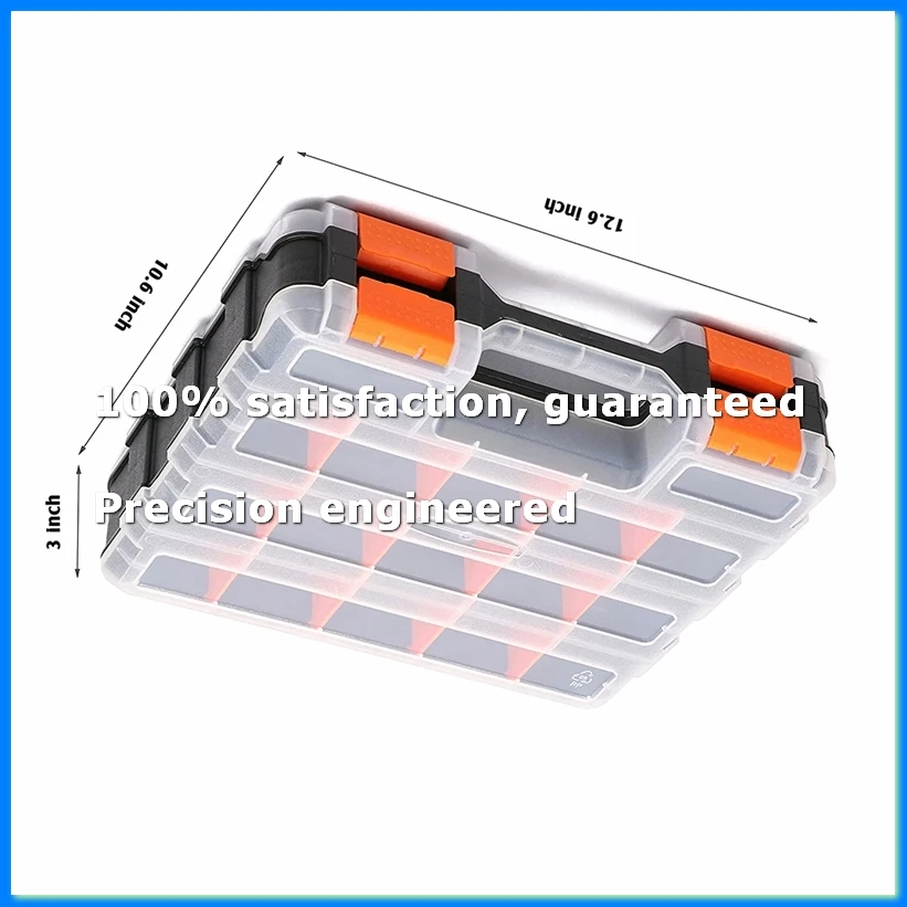 ●34-Compartments Double Sided Organizer with Impact Polymer and Removable Plastic Dividers, Storage and Carry-ABFB