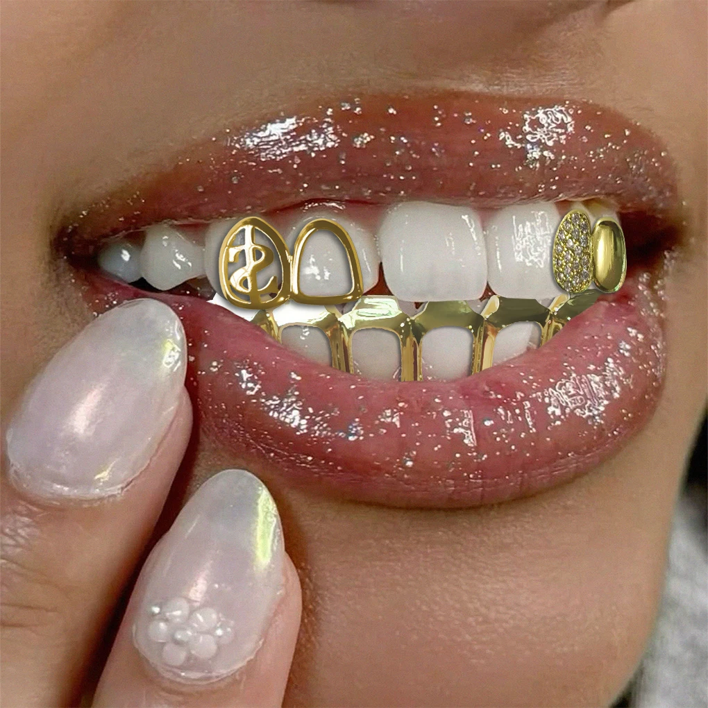 مجوهرات أسنان الهيب هوب المجوفة بالدولار مناسبة للارتداء في الملاهي الليلية وعيد الميلاد وحفلات أعياد الميلاد #1