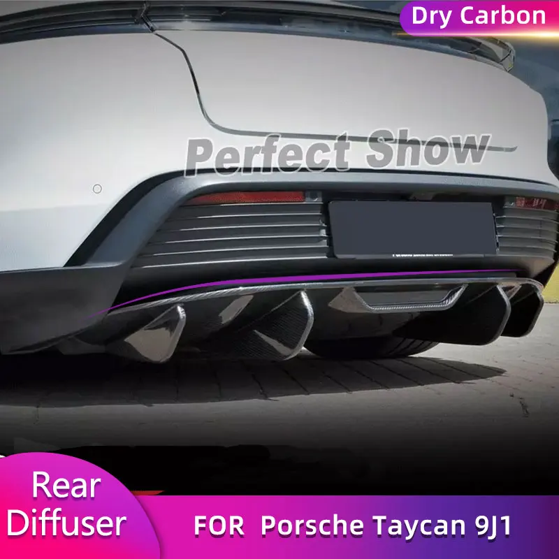 Prepreg Dry Carbon Car Rear Bumper Diffuser Lip Spoiler for Porsche Taycan 9J1 Standard 2019 2020 Racing Rear Lip Apron Body Kit