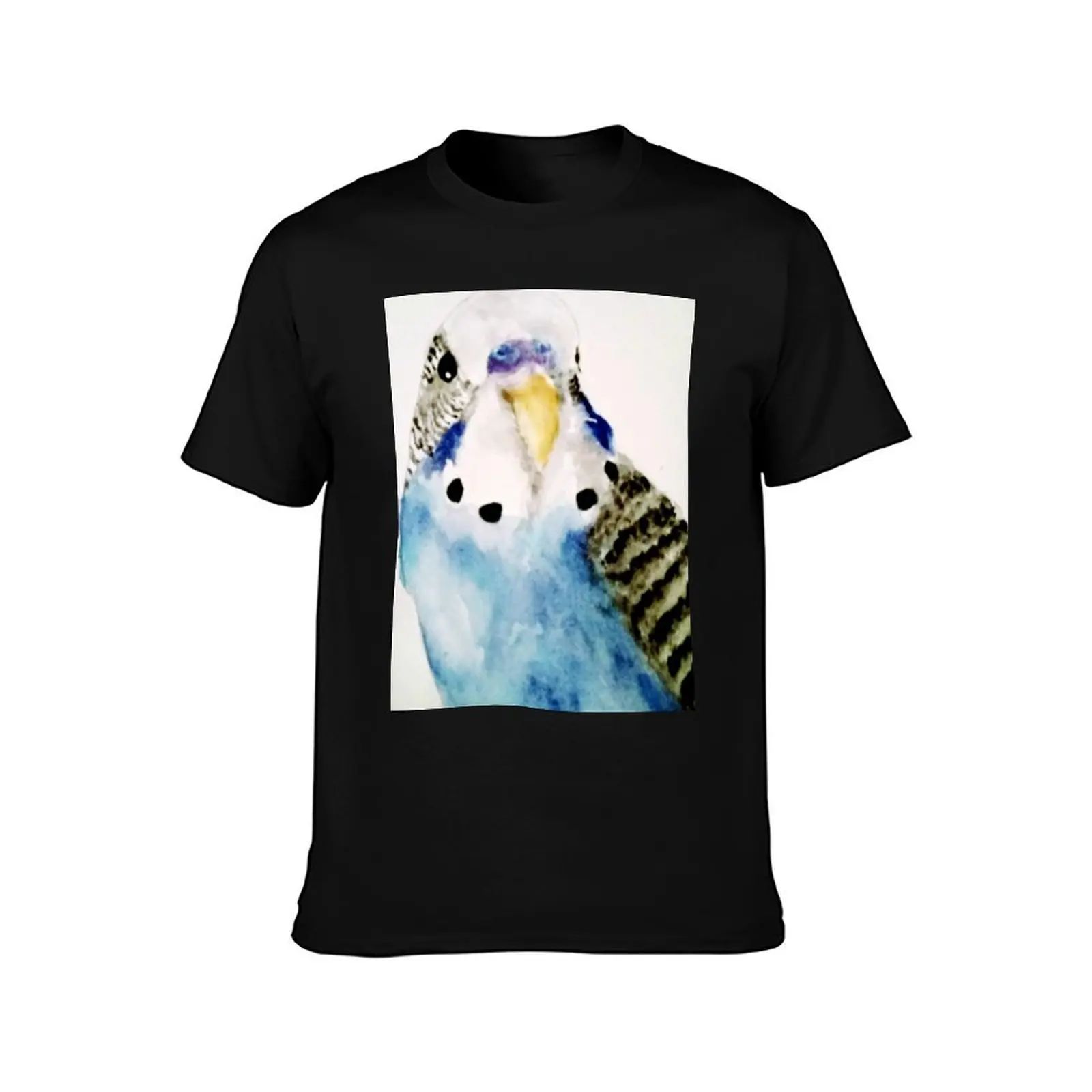 Little Budgie Parakeet Blue Bird T-Shirt Summer Casual Cotton Tee Oversized Streetwear Tops Vintage Graphic Print
