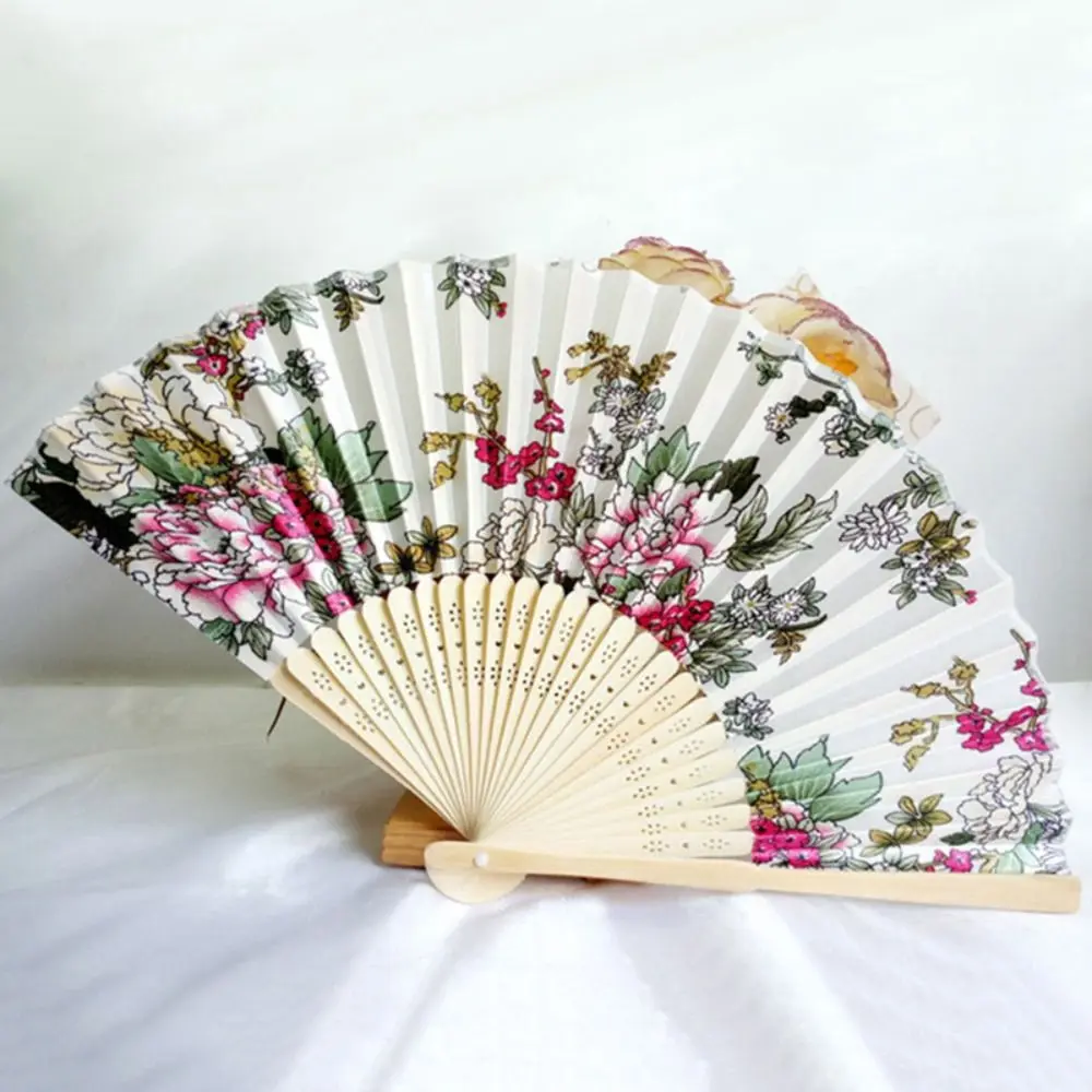 Bamboo Chinese Home Decoration Colorful Photography Prop Hand Held Ornament Fan Folding Fan Wedding Gifts