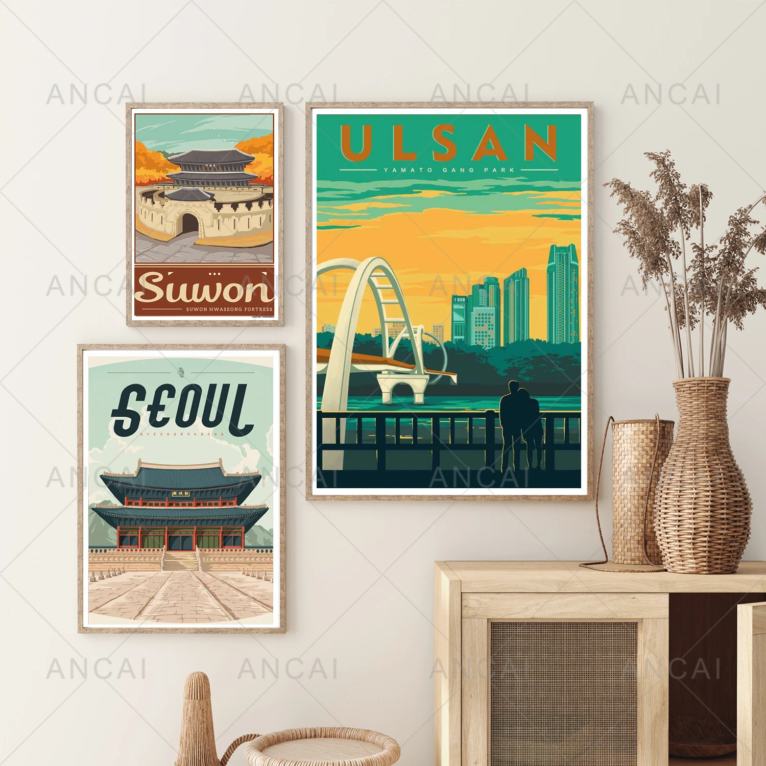 Corea del sud Seoul Ulsan pusan Vintage Retro Landscape Art Poster Canvas Painting immagini a parete stampa Home Decor Gifts