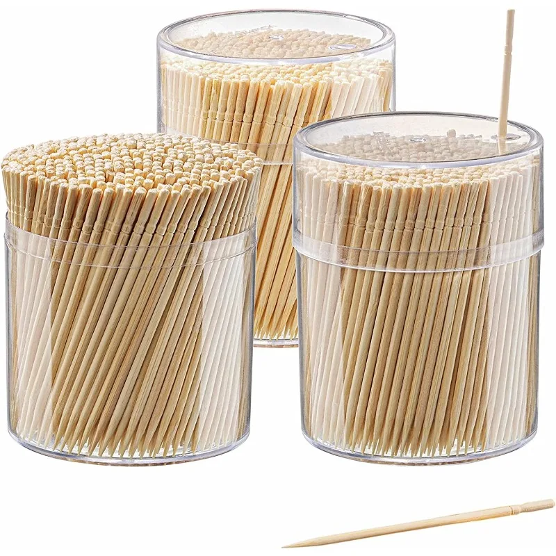 

[1500 Count] Bamboo Wooden Toothpicks Wood Round Single-Point - (Formerly Comfy Package)