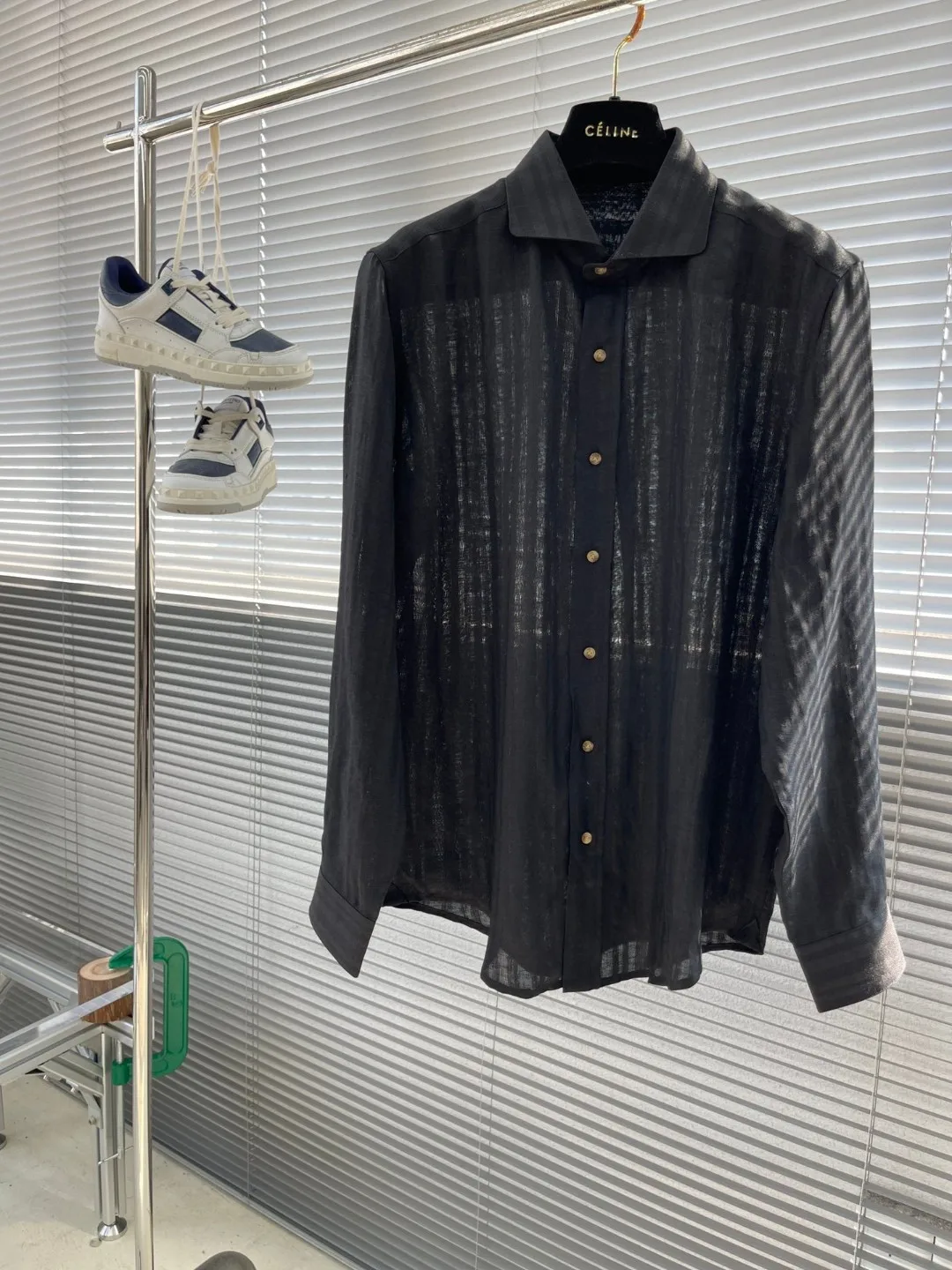 

Kiton, лето 2022, новая хлопковая и льняная ткань, темная текстура, модная повседневная мужская рубашка с длинными рукавами