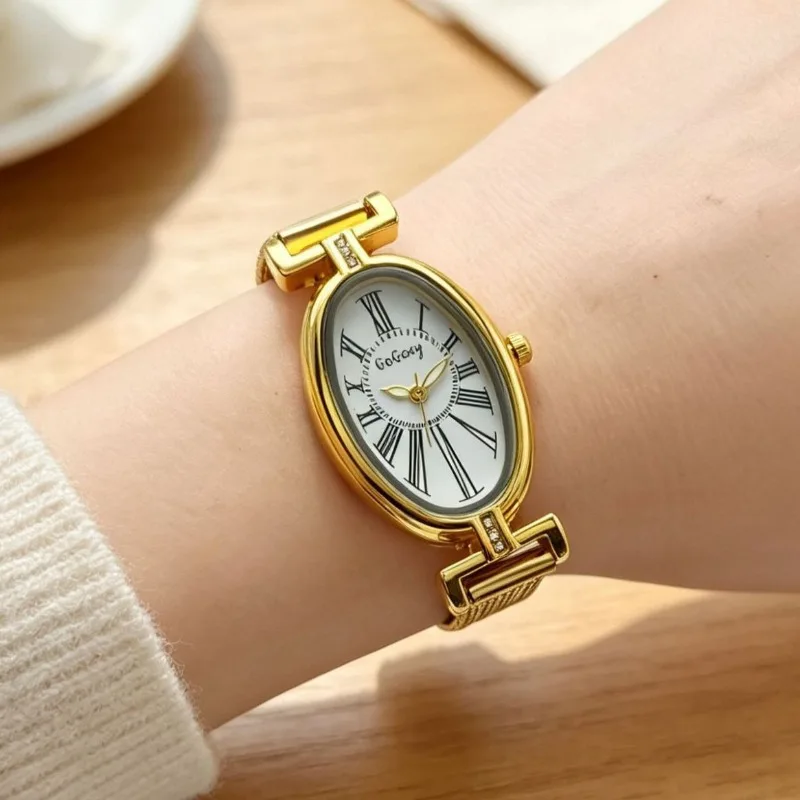 Brand Women Watch Oval Dial Quartz Watch Fashion Stainless Steel Mesh Belt Women Gift Watch Luxury Wristwach Relojes Para Mujer